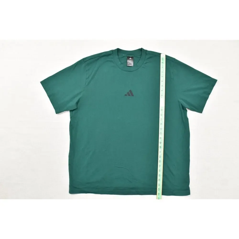 Adidas Men's 2XL Short Sleeve Tee Green Embroidered Center Logo Cotton Crew Neck